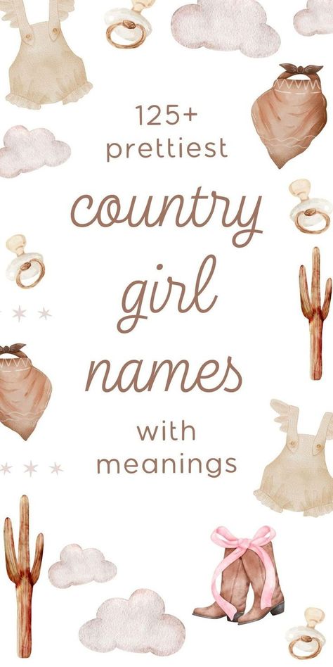 Wanna know the country baby girl names we are seriously crushing on for 2025? This Southern baby names list are the baby girl names that you don't hear every day - whether you love cute baby names, unique baby names, or majorly uncommon baby names, this full list of country baby names with meanings will give you tons of name inspiration for that sweet little one of yours! Cute Baby Names Unique, Baby Gurl Names, C Girl Names, Country Baby Girl Names, Southern Baby Girl Names, Sweet Baby Girl Names, Southern Girl Names, Country Girl Names, Western Baby Names