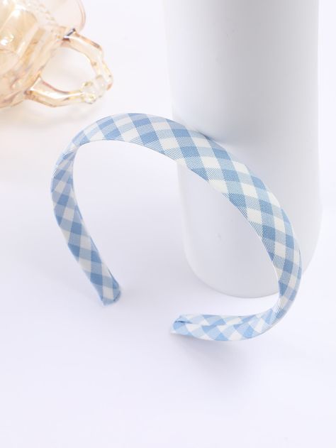 Multicolor Casual   Plastic Plaid Basic Headband Embellished   Women Accessories Picnic Photo Shoot, Marauders Dr, Plaid Headband, Light Blue Plaid, 2024 Wishlist, Headband Outfit, Embellished Headbands, Hair Accessories Clips, Ravenclaw