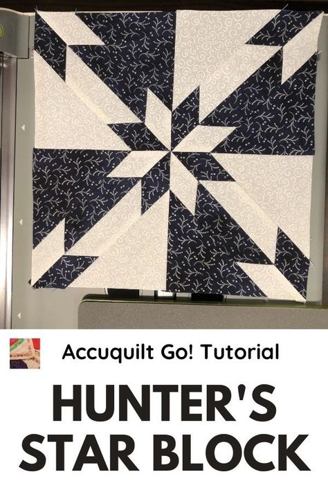 Learn to make a Hunters Star quilt block the easy way with your Accuquilt Go! Use this block to make a Hunters Star Quilt. Leymone Star Quilt Patterns, Hunters Star Quilt Block, Hunters Star, Hunters Star Quilt, Shabby Chic Quilts, Missouri Quilt, Quilting Blocks, Barn Quilt Patterns, Star Quilt Blocks