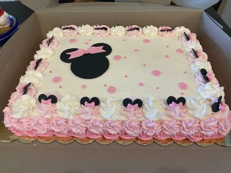 Minnie Mouse Sheet Cake, Minnie Mouse Birthday Theme, Twodles Birthday, Minnie Mouse First Birthday, Disney Cake, Minnie Mouse Birthday Decorations, Minnie Mouse Birthday Cakes, Minnie Mouse Cupcakes, Birthday Sheet Cakes