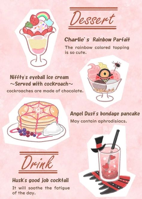 Hazbin Hotel Food, Food Recipes Sweet, Martini Ingredients, Halloween Drinks Alcohol, Homemade Cookbook, Food Drawings, Food Receipt, Pretty Tea Cups, Hotel Food