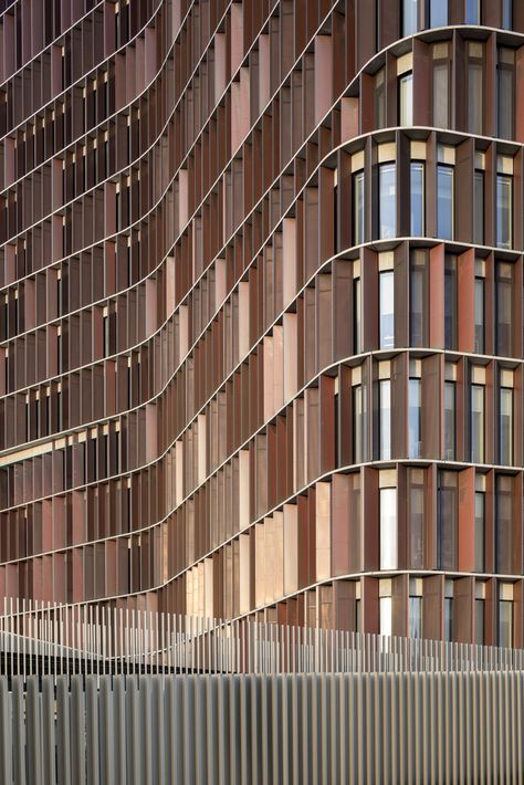 Gallery of The Maersk Tower / C.F. Møller Architects - 55 Vertical Louvers, Facade Pattern, Building Skin, Metal Facade, Skyscraper Architecture, Tower Design, Limassol, Building Facade, Salou