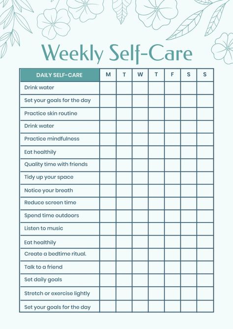 Elegant Floral Weekly Self Care Checklist Self Care Checklist Template, Weekly Self Care Checklist, Weekly Self Care, Checklist Design, Self Care Checklist, Bedtime Ritual, Todo List, Printable Coloring Sheets, Set Your Goals