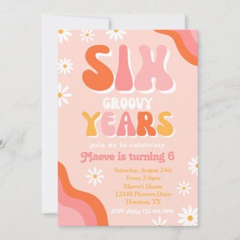 Groovy Birthday Party Invitations, Aesthetic Invitation Card Birthday, Retro Invitation, Groovy Birthday, Hippie Birthday, Invitation Card Birthday, Bday Invitations, Pink Preppy, Adult Birthday Invitations