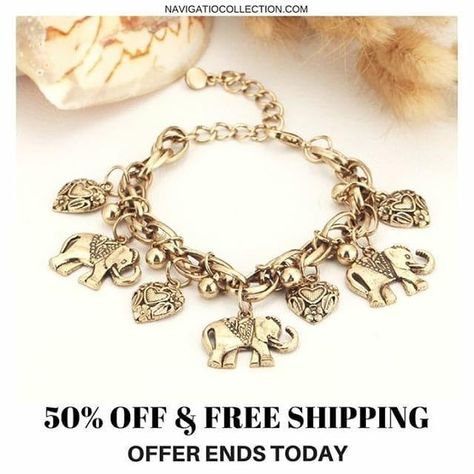 50% OFF & FREE SHIPPING on our elephant bracelets at navigatiocollection.com    OFFER ENDS TODAY! TAP LINK IN BIO TO SHOP NOW  @navigatiocollection Elephant Anklet, Bohemian Elephant, Elephant Charm Bracelet, Heart Anklet, Elephant Jewelry, Vintage Elephant, Elephant Necklace, Elephant Pendant, Elephant Charm