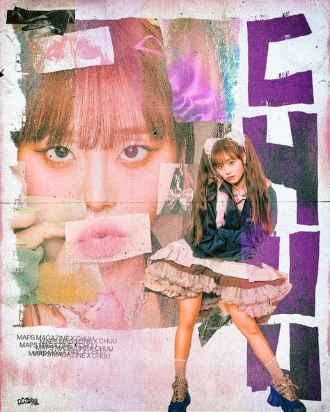 Chuu Maps, Magazine Design Cover, Poster Graphic Design, Magazine Poster, Graphic Poster Art, Editing Inspiration, Collage Poster, Kpop Posters, Print Layout