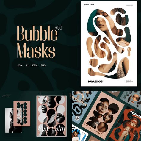 Introducing our collection of 50 Abstract Bubble Masks and Shapes, a unique set of digital elements that will add a creative touch to your designs. Each mask and shape is carefully crafted with Clipping Mask Design, Clipping Mask Illustrator, Mask Graphic Design, Cliping Mask, Photoshop Shapes, Bubble Mask, Mask Images, Mask Shapes, Interactive Media