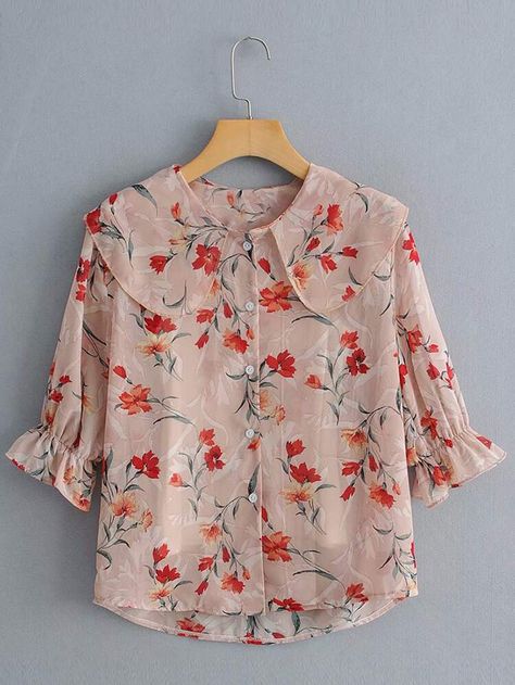 To find out about the Ditsy Floral Chiffon Blouse & Cami Top at SHEIN, part of our latest Blouses ready to shop online today! Blouse Tops Designs, Floral Chiffon Blouse, Chiffon Tops Blouses, Womens Tops Dressy, Fashion Top Outfits, Fancy Tops, Fashion Tops Blouse, Trendy Fashion Tops, Stylish Dresses For Girls