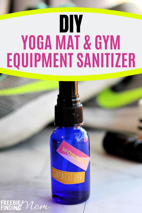 Do you know how many germs are lingering on yoga mats and gym equipment? A disturbing amount which is why properly protecting yourself by using a sanitizer when you work out is important. This all-natural Homemade Sanitizer Spray is easy to make and effective at killing germs without any harsh chemicals or alcohol. Try it today along with my Homemade Hand Sanitizer recipe! #homemadesanitizerspray #diysanitizingspray #diysanitizerspray Homemade Sanitizer, Diy Yoga Mat Cleaner, Hand Sanitizer Recipe, Diy Yoga Mat, Essential Oil Bug Spray, Yoga Mat Spray, Yoga Mat Cleaner, Diy Gym Equipment, Natural Hand Sanitizer