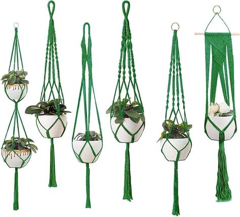 Amazon.com: Feedee Macrame Plant Hangers - 6 Pack, Black, Indoor/Outdoor, Cotton : Patio, Lawn & Garden Hanging Plant Holders, Plant Hangers Indoor, Outdoor Plant Hanger, Plant Holders Indoor, Hanging Indoor Plants, Planters For Indoor Plants, Rope Plant Hanger, Indoor Plant Hangers, Crochet Plant Hanger