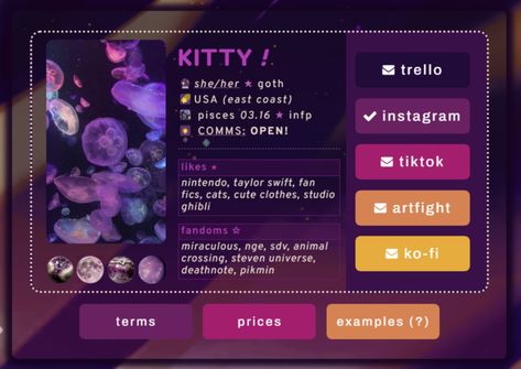 for kitteorite on Discord! Made with the free Carrd plan Carrd Inspo Template Commission, Carrd Commission Ideas, Carrd Inspo Template Free, Carrd Templates Free, Carrd Temp, Carrd.co Theme, Carrd Inspo Template, Carrd Templates, Commission Sheet