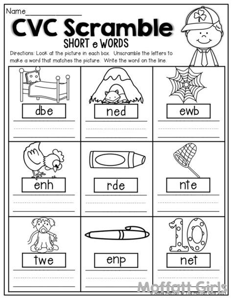 Cvc Worksheets Kindergarten, Kindergarten Word Families, Short E Words, Phonics Cvc, Unscramble Words, Cvc Worksheets, Cvc Words Worksheets, Cvc Words Kindergarten, Kindergarten Phonics Worksheets