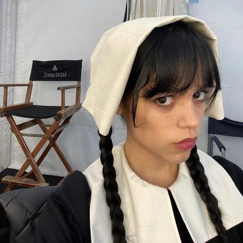 Jenna Ortega Wednesday Addams, Jenna Ortega Wednesday, Wednesday Addams, Jenna Ortega, A Woman, Bts, Hair, White, Instagram