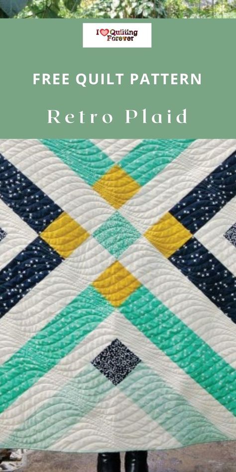 Get your Free Retro Plaid Inspired Quilt Tutorial here. 500+ Free Quilt Patterns for Beginner & Expert. All Quilters can get inspired! Modern Geometric Quilt Free Pattern, Retro Quilt Patterns, Free Quilt Patterns Printables Simple, Free Vintage Quilt Patterns, Plaid Quilt Pattern, Modern Quilt Patterns Free, Vintage Quilt Patterns, Free Quilt Patterns Printables, Modern Geometric Quilt