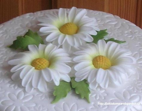 Fondant Daisies in “Flowers” — Photo 1 of 7 (easy daisy tutorial) Daisy Tutorial, Flori Fondant, Deco Cupcake, Daisy Cake, Sugar Paste Flowers, Sugar Flowers Tutorial, Fondant Flower Tutorial, Daisy Cakes, Icing Flowers