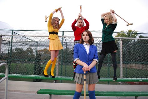 Heathers cosplay Heathers The Musical Outfits, Heathers Costume Ideas, Heather Cosplay, Heathers Photoshoot, The Heathers Costume, Heathers Aesthetic Outfit, Heathers Group Costume, Heathers Couple Costume, Heathers Halloween Costume Group