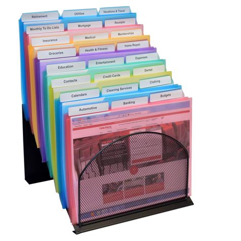 PRICES MAY VARY. FIND INFORMATION FAST - Put your most important files in clear view and at your fingertips. Base is inclined at a 35 degree angle so files in the back are easy to see. Compact high capacity design fits nicely on desk or shelving. Rack measures 11 3/8”w x 14 1/4”h x 11 1/2”d. ELIMINATE THE CLUTTER - Neatly files the piles that clutter your desk and takes up less desk space than a letter tray. Five, 1 1/8” deep compartments neatly organize up to 5 5/8” of files QUALITY TO LAST A L Budget Calendar, Wall File, Letter Tray, Document Folder, File Organiser, Desktop Organizer, Office Items, Filing System, Work Organization