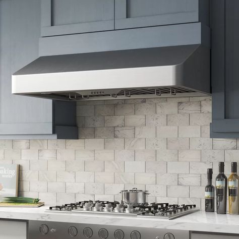 Cosmo 36" 500 CFM Ducted Under Cabinet Range Hood in Stainless Steel | Wayfair Stove Hood Ideas, Whimsy Kitchen, Stainless Steel Hood Vent, Under Cabinet Range Hoods, Kitchen Hood Design, Major Kitchen Appliances, Kitchen Vent Hood, Convection Range, Cabinet Range Hood