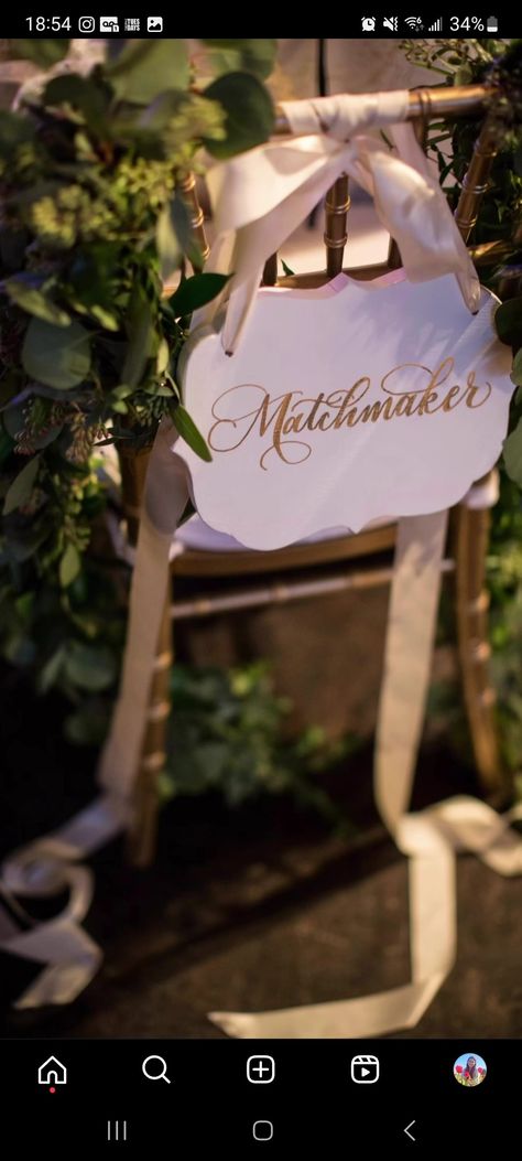 Wedding Matchmaker Chair, Matchmaker Seat At Wedding, Matchmaker Sign Wedding, Matchmaker Wedding, Wedding Sash, Wedding Vibes, Reception Ideas, Wedding Seating, Wedding Matches