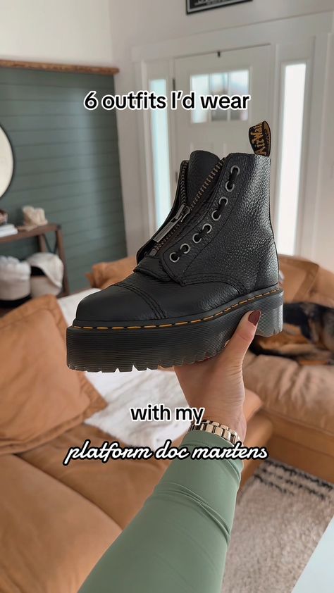 Platform Docs Outfit, Doc Outfits, Platform Doc Martens Outfit, Docs Outfit, Women Fall Outfit Ideas, Doc Martens Outfit Fall, Platform Docs, Fall Outfit Ideas For Women, Platform Doc Martens