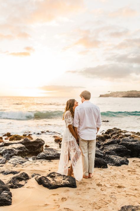 A Dreamy Engagement Session on the Beach in Lanai Maui Engagement Photos, Romantic Beach Photos, Engagement Pictures Beach, Engagement Beach, Couples Beach Photography, Beach Proposal, Beach Session, Anniversary Pictures, Engagement Pictures Poses