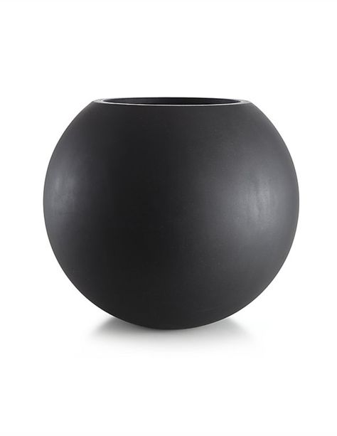 Sphere Dark Gray Planter - ELLEDecor.com Diy Large Sphere Planter, Diy Round Planter, Diy Sphere Planter, Sphere Planter, Zen Backyard, Plant Vessels, Serenity Garden, Southwest Pottery, Black Globe