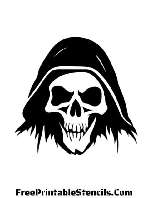 Grim Reaper Stencil, Reaper Stencil, Stencils For Pumpkin Carving, Stencil For Pumpkin Carving, Free Printable Stencils, Printable Stencils, Free Stencils Printables, Brush Tattoo, The Grim Reaper