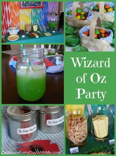 Wizard of Oz Party - decor, themed snacks and treats Wizard Of Oz Movie Night, Wizard Of Oz Food Ideas, Wizard Of Oz Party, Wizard Of Oz Decor, Themed Snacks, Wizard Of Oz Movie, Wizard Party, Oz Movie, Disney Movie Night