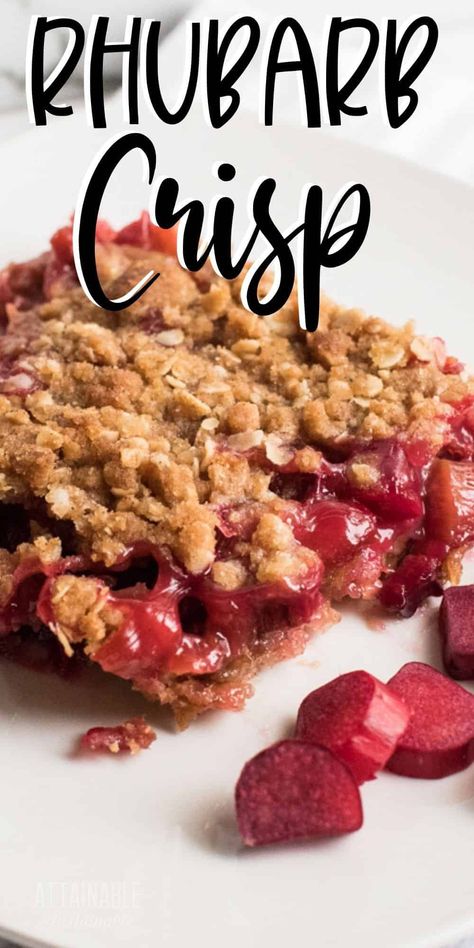 Strawberry Rhubarb Crisp Recipe, Easy Rhubarb Recipes, Rhubarb Crisp Recipe, Rhubarb Desserts Recipes, Rhubarb Recipes Crisp, Rhubarb Coffee Cakes, Strawberry Crisp, Strawberry Rhubarb Crisp, Spring Dessert