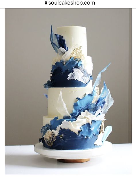 Royal Blue Wedding Cakes, Cobalt Blue Weddings, Floral Cake Design, Soul Cake, 21st Bday Ideas, Green Wedding Cake, Mermaid Theme Birthday Party, Garden Theme Wedding, Wedding Cakes Blue