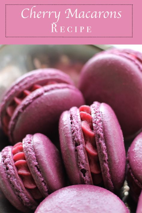 Washington Cherries Macarons Cherry Macarons Recipe, Pnw Recipes, Cherry Macarons, Cherries Dessert, Macarons Recipe, Macaron Filling, Cherry Desserts, Macaron Recipe, Tasty Baking