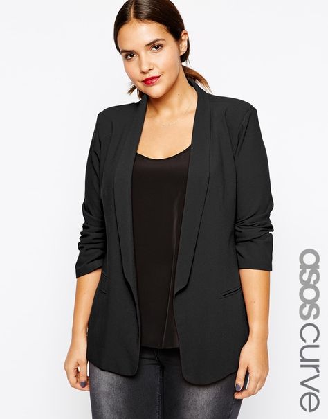 Plus Size Blazer - Love the Slim Lapel (perfect for dressy nights)!!! Elegant Office Wear, Blazer Plus Size, Halter Dresses, Fall Blazer, Casual Blazer Women, Plus Size Blazer, Shorts Skirt, Office Wear Women, Stylish Blazer