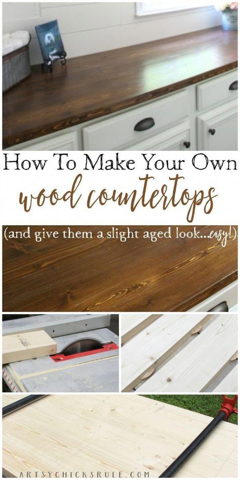 Cheap Diy Home Improvements, Diy Home Improvements On A Budget, Cocina Diy, Wood Countertop, Diy Muebles Ideas, Decor Ikea, Diy Holz, Wood Countertops, Kitchen Redo