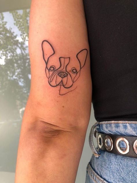 210+ Majestic Bulldog Tattoos Designs (2023) - TattoosBoyGirl Frenchie Tattoo Outline, Outline Tattoo Ideas, Dog Outline Tattoo, Simple Tattoo With Meaning, Lover Tattoo, Small Dog Tattoos, French Bulldog Tattoo, Bulldog Tattoo, Timeless Tattoo