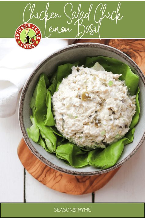 Lemon Basil Chicken Salad Chicken Salad With Basil, Chicken Salad Chick Lemon Basil Copycat, Lemon Dill Chicken Salad, Lemon Pepper Chicken Salad, Lemon Basil Chicken Salad, Basil Chicken Salad, Chicken Salad Chick Recipe, Lettuce Celebrate, Lemon Dill Chicken