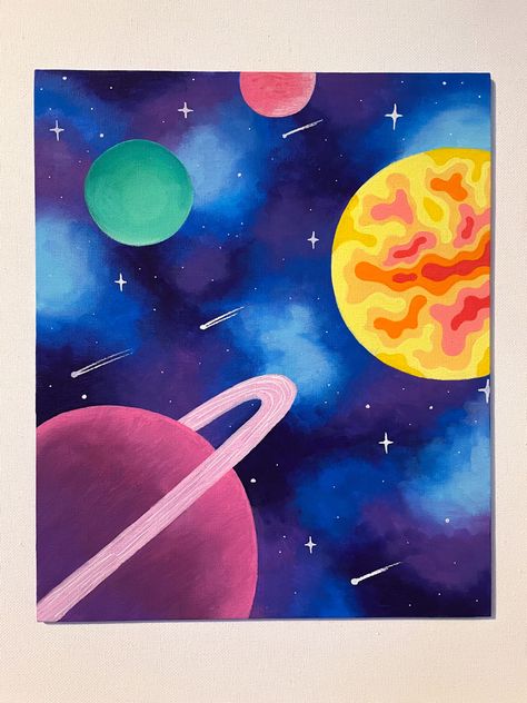 Posca pens used on canvas board to create this galaxy space scene for sale in my Etsy shop. Creating A New Planet Drawing, Galaxy Drawing Easy, Galaxy Canvas, Galaxy Drawings, Art Core, Board Drawing, Planet Painting, Space Scene, Drawing Canvas