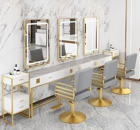 Barber shop mirror cabinet integration hairdressing shop mirror stage hair salon special single and double-sided hairdressing - AliExpress Luxury Salon Interior Design, Led Light Mirror, Salon Mirrors, Salon Stations, Luxury Floor, Luxury Mirror, Light Mirror, Salon Interior Design, Mirror Cabinets