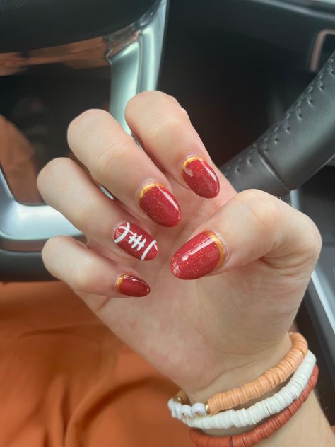 #football #footballnails #nails #fallnails #september #autumnnails #nailinspiration #fallnaildesigns #fallnailcolors #fall Kc Chiefs Nails, Chiefs Nails, Football Nails, September Nails, Kc Chiefs, Fall Nail Colors, Fall Nail Designs, Nails Inspiration, Cute Nails