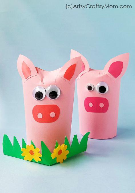 Pencil Crafts, Farm Animal Crafts, Transportation Crafts, Toilet Roll Craft, Pig Crafts, Non Toy Gifts, Pink Crafts, Farm Crafts, Toilet Paper Roll Crafts