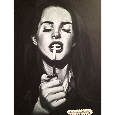 Lana Del Rey art drawing Ldr Art, White Charcoal Pencil, Charcoal Ideas, Things To Draw Ideas, To Draw Ideas, Drawing With Charcoal, Improve Drawings, Lana Del Rey Art, Easy Things To Draw