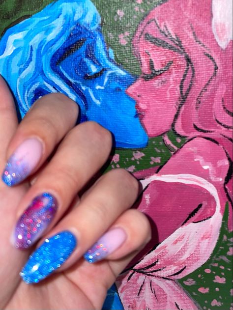 Lore Olympus Nails, Persephone Nails, Themed Nails, Nails Inspired, Nails Easy, Lore Olympus, Hades And Persephone, Gel Nails, Nail Designs