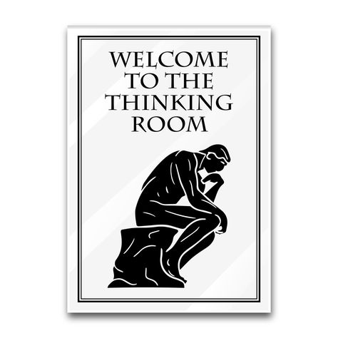 PRICES MAY VARY. Funny Bathroom Sign - aesthetic as bathroom shelf decor, place in a sign holder (not included) on top of the toilet or counter, or mount the thinker statue bathroom sign using the 2 included double sided adhesives. Abstract Bathroom Decor - measures 4.6 x 6.5 inches, sized to compliment your home and bathroom accessories while adding a dose of humor. Funny Bathroom Decor - funny bathroom signs are sure conversation starters, and Rodin Thinker statues and sculptures will add a mo Bathroom Signage Design, Bathroom Funny Signs, Bathroom Sign Ideas, The Thinker Statue, Abstract Bathroom, Bathroom Signage, Room Signage, Sign Aesthetic, Signage Ideas