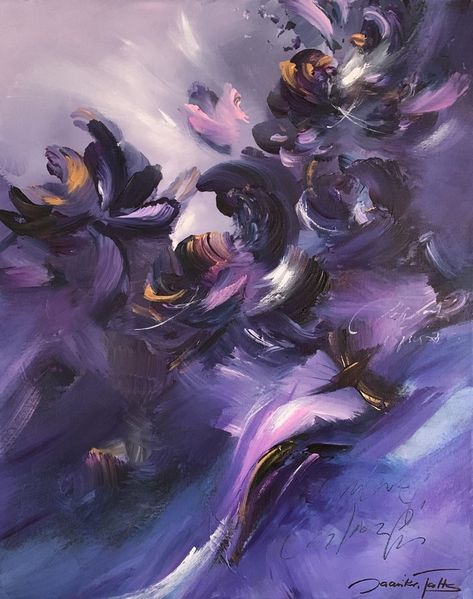 Whispers (ii) Purple And Gold Painting, Purple Painting Abstract, Purple Painting, Intuitive Painting, Purple Art, Purple Abstract, Large Abstract Painting, Abstract Landscape Painting, Abstract Canvas Painting