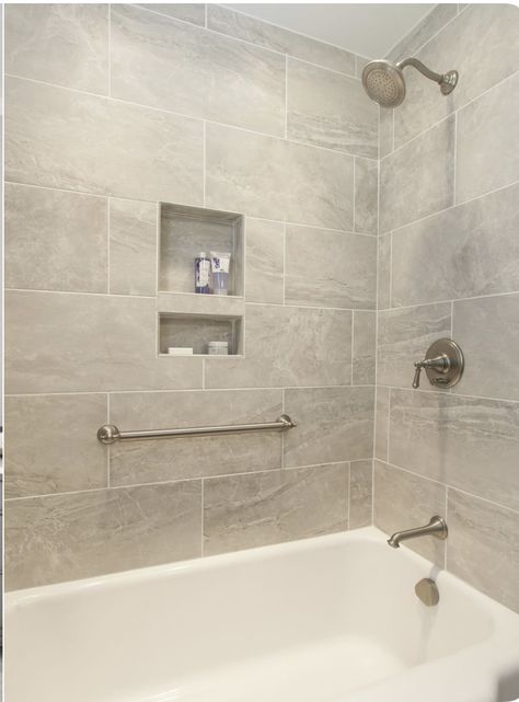 Bathtub Tile Surround, Shower Marble, Makeover Kamar Mandi, Tile Tub Surround, Bathtub Shower Combo, How To Tile, Bathtub Surround, Bathroom Tub Shower, Bathtub Tile