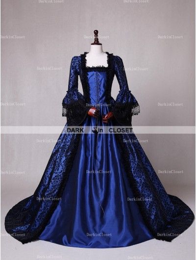 Rose Blooming Blue Ball Gown Victorian Costume Dress - DarkinCloset.com Dress Fashion Sketch, Ball Gown Victorian, Ball Gowns Victorian, Gown Victorian, Victorian Ball Gowns, Gothic Victorian Dresses, Blue Ball Gown, Victorian Wedding Dress, Lace Costume