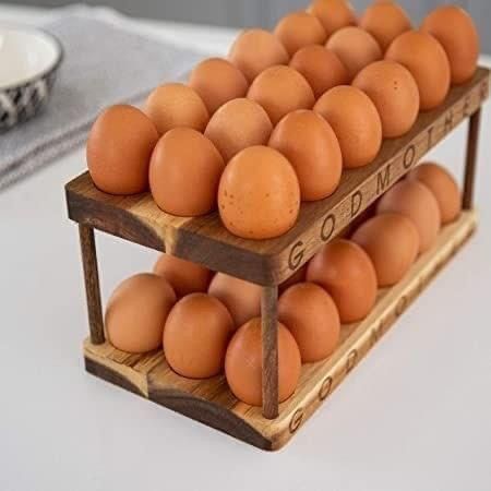 Wooden Egg Holder, Refrigerator Kitchen, Wood Eggs, Egg Tray, Family Breakfast, Wooden Rack, Egg Storage, Porcelain Eggs, Tray Display