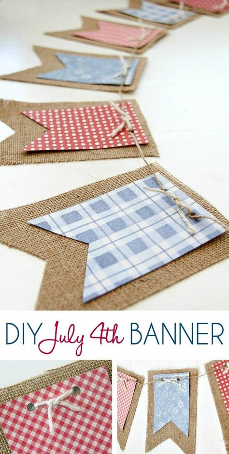 Diy Banner Sign, 4th Of July Banner, Bunting Ideas, Patriotic Projects, Hantverk Diy, Selling Stuff, Deco Champetre, Garland Ideas, Diy Banner