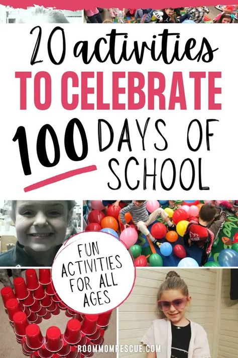 Enjoy these 20 fun activities to celebrate 100 days of school!  Preschool, kindergarden, or first grade boys and girls will love these projects!  Make the 100th day of school unique using dress up activities, projects, poster ideas, project ideas and more!  Even 3rd grade, middle school or other kids will enjoy these printable projects. Find out more at www.roommomrescue.com. 100 Days Of School Ideas, 100th Day Of School Activities, School Scavenger Hunt, 100 Day Of School Project, 100 Day Celebration, Activities For Boys, School Celebration, School Dress, 100th Day Of School