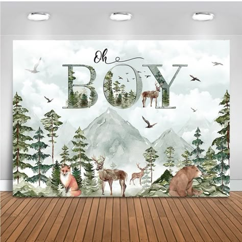 Green Boy Baby Shower Ideas, Woodland Theme Backdrop, Woodland Themed Baby Shower Boy, Woodland Baby Shower Theme Boy, Forest Baby Shower Ideas, Baby Boy Hunting, Woodsy Baby Showers, Woodland Baby Shower Theme, Woodland Creatures Baby Shower