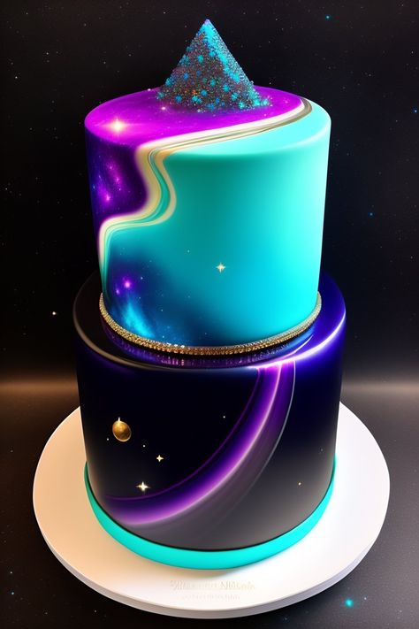 Turquoise purple delicious cake Galaxy Cake Design, Puppy Cakes, Galaxy Desserts, Galaxy Cake, Puppy Cake, Birthday Ideas For Her, Best Sweets, Wedding Cakes Blue, Diy Cake Decorating